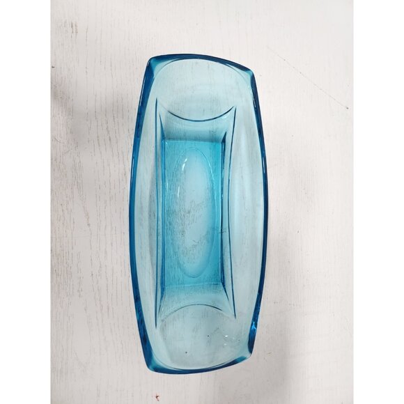 VTG Hazel Atlas Blue Glass Celery Dish Serving Tray Colony Square Rectangular - Picture 2 of 10